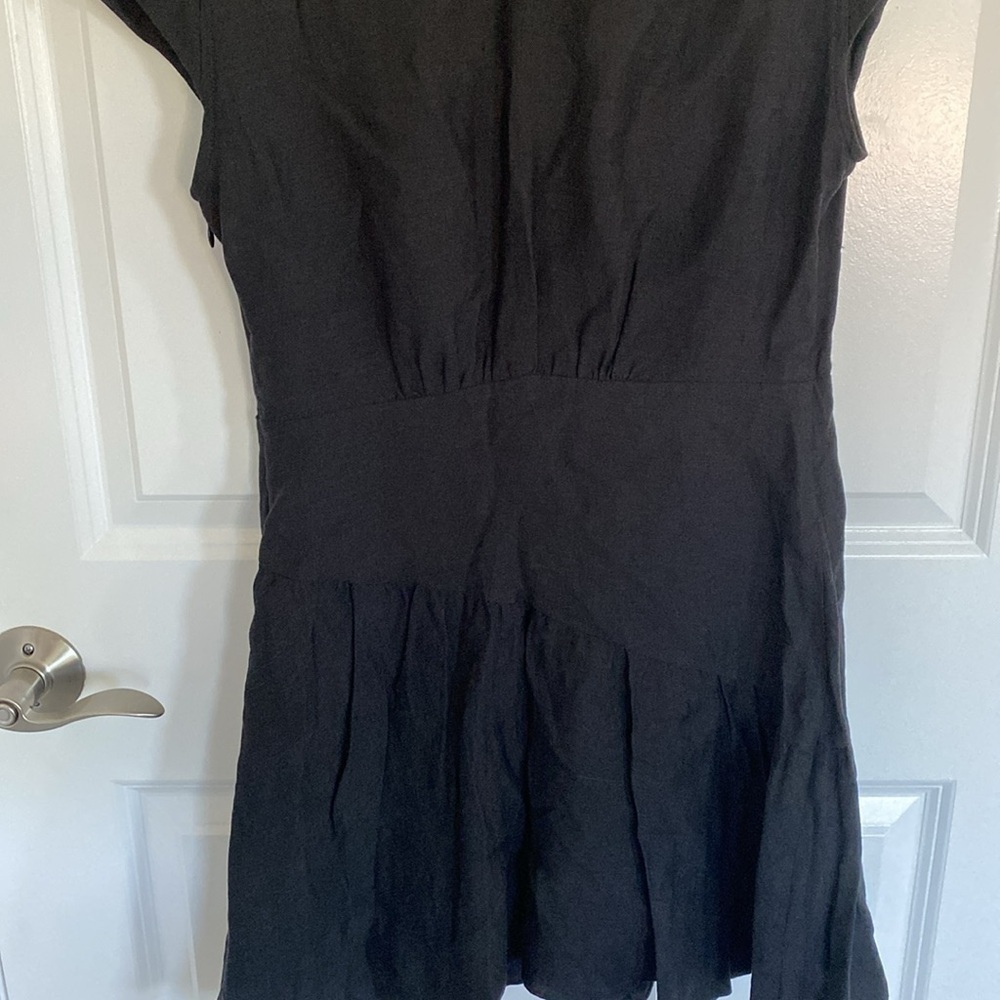 sandro Paris Ronald Gathered Linen Blend Mini Dress size FR38 (US 4/6) - Black - Picture 11 of 11